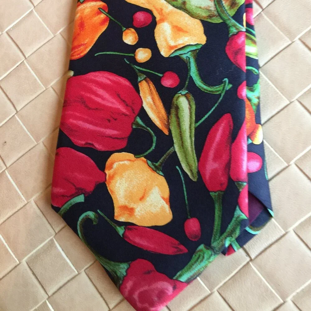 Lands' End Chili Peppers Tie 100% Silk